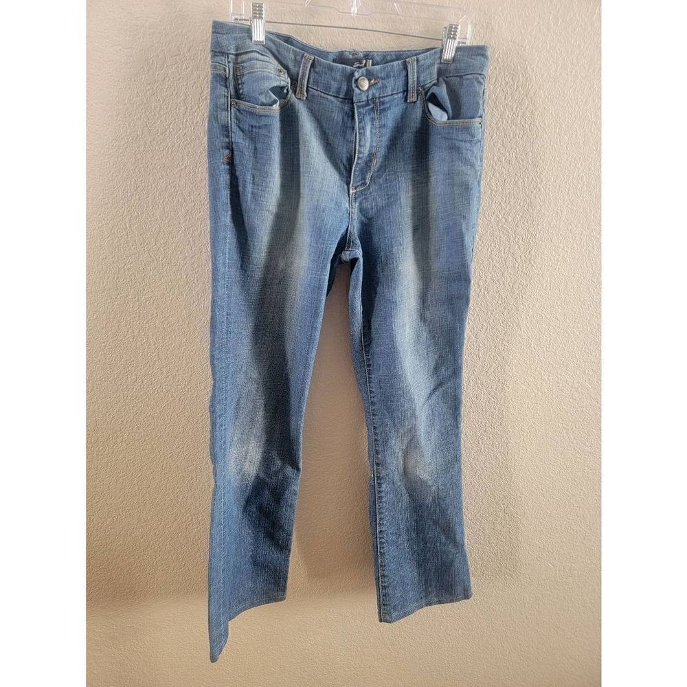 Seven7 Studio Women's Light Wash Blue Zip Fly Bootcut Denim Jeans Size 12
